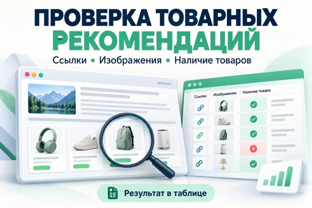 Проверка товарных рекомендаций в статьях